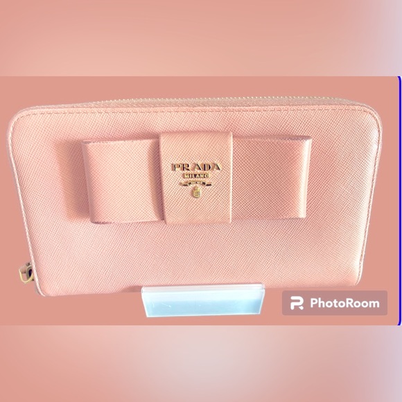 Prada Leather Zip Around Bow Wallet Ballerina Pink - Picture 12 of 13